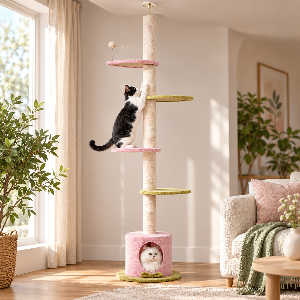 Rope-wrapped column