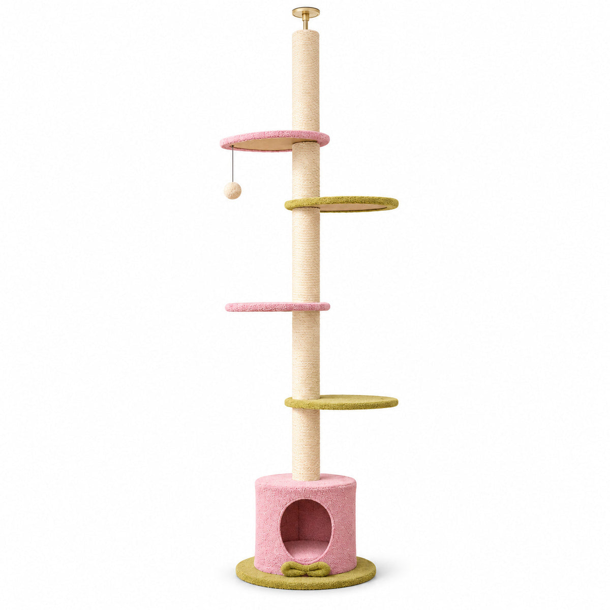 Floor-to-Ceiling Cat Tree - Scratching Post & Hideaway — product on white background