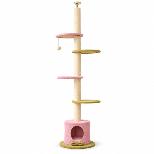 Floor-to-Ceiling Cat Tree - Scratching Post & Hideaway — product on white background