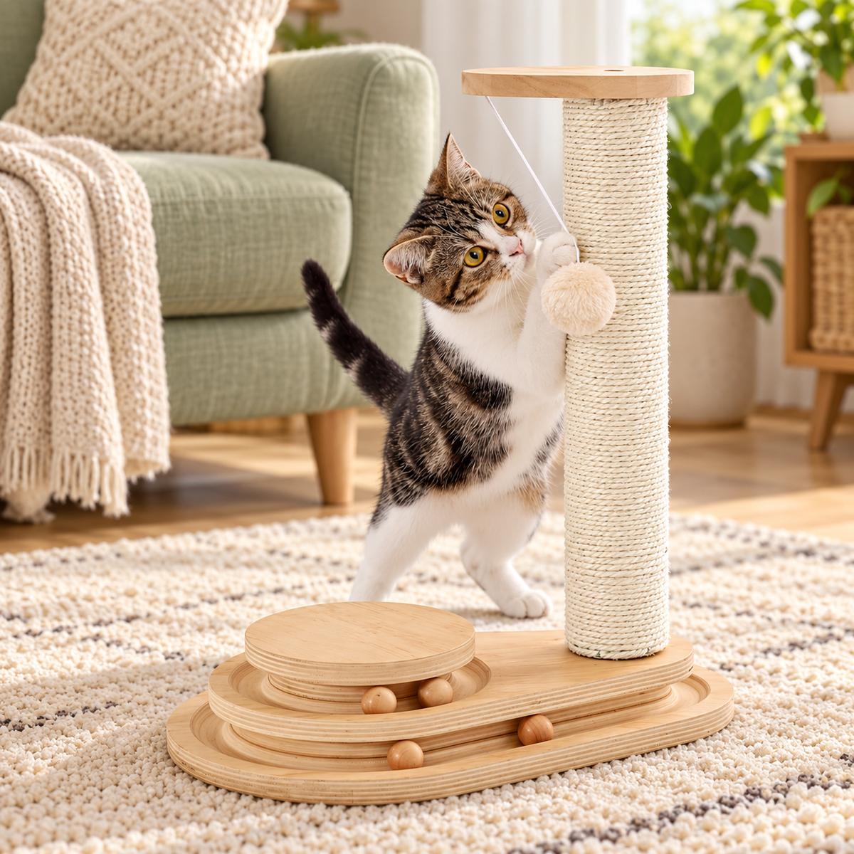 Mewlow play in a warm home with cats